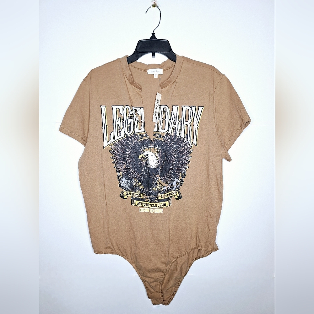 NWT Urban Rose " The Bodysuit, Biker Babe" Plus-size,deep-v, T-shirt, bodysuit.